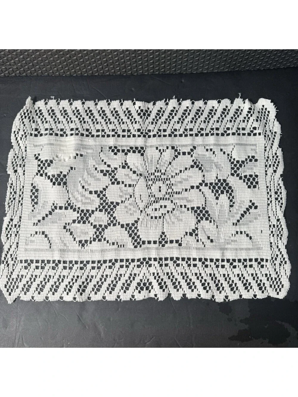 4 Vintage White Lace Place Mats or Doily Rectangle 16.5” X 12.5” Cottagecore